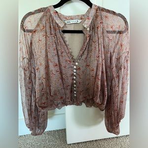 Zara crop long sleeve top